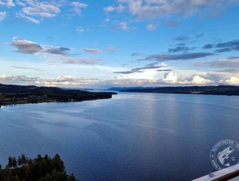 © 2023 Rutentreter.de | Blick auf den Mjøsa, der größte See Norwegens mit einer Fläche von 369 km²